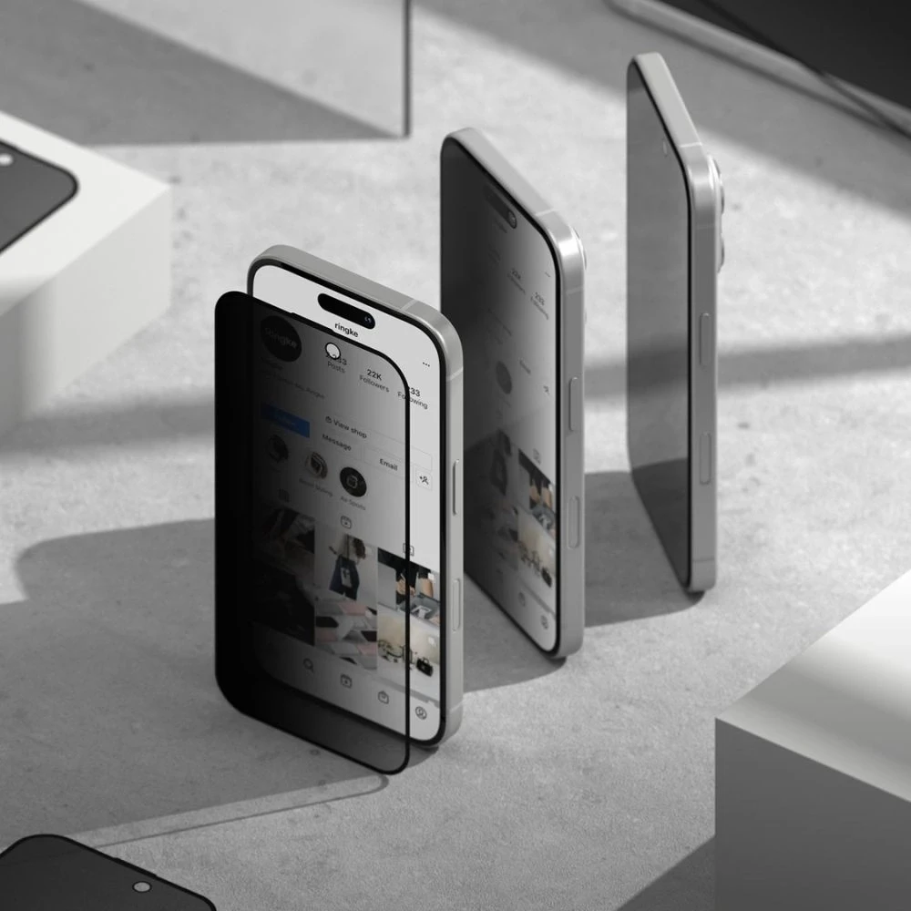 „Ringke Easy Slide Privacy Glass“ 2 vnt. sijonų pakuotė Apple iPhone 15 / 16
