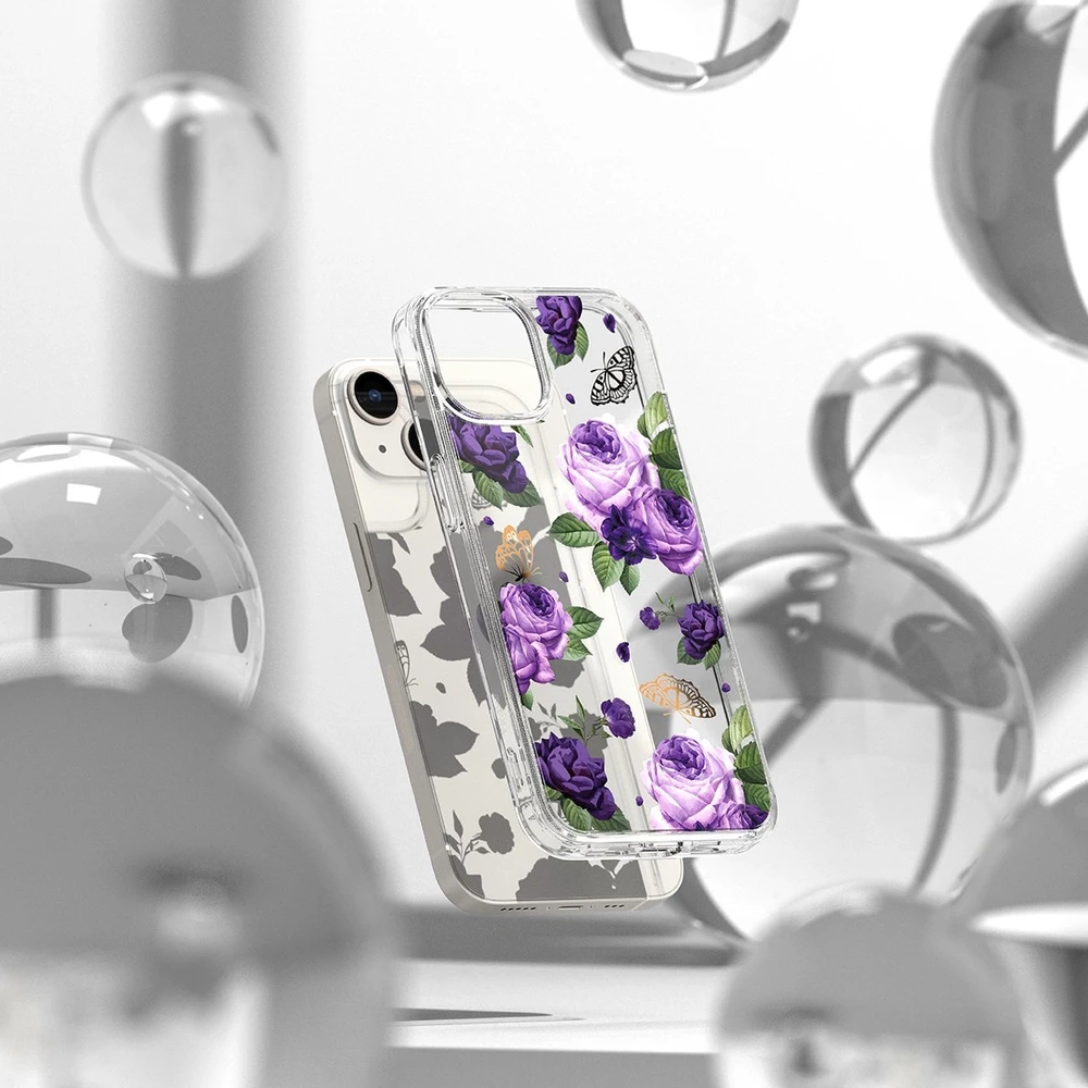 Ringke Fusion Design Armored Gel Frame Apple iPhone 14 Plus dėklas telefonui skaidrus (Violetinė rose) (FD637E29)