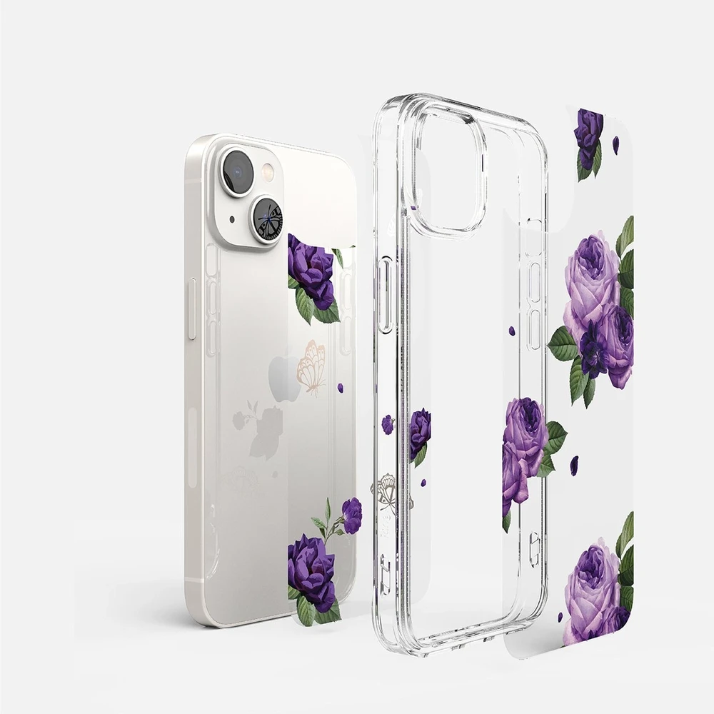 Ringke Fusion Design Armored Gel Frame Apple iPhone 14 Plus dėklas telefonui skaidrus (Violetinė rose) (FD637E29)