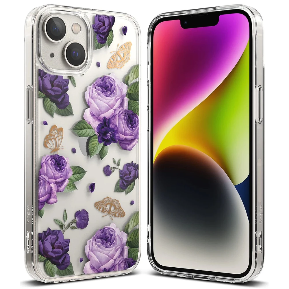 Ringke Fusion Design Armored Gel Frame Apple iPhone 14 Plus dėklas telefonui skaidrus (Violetinė rose) (FD637E29)