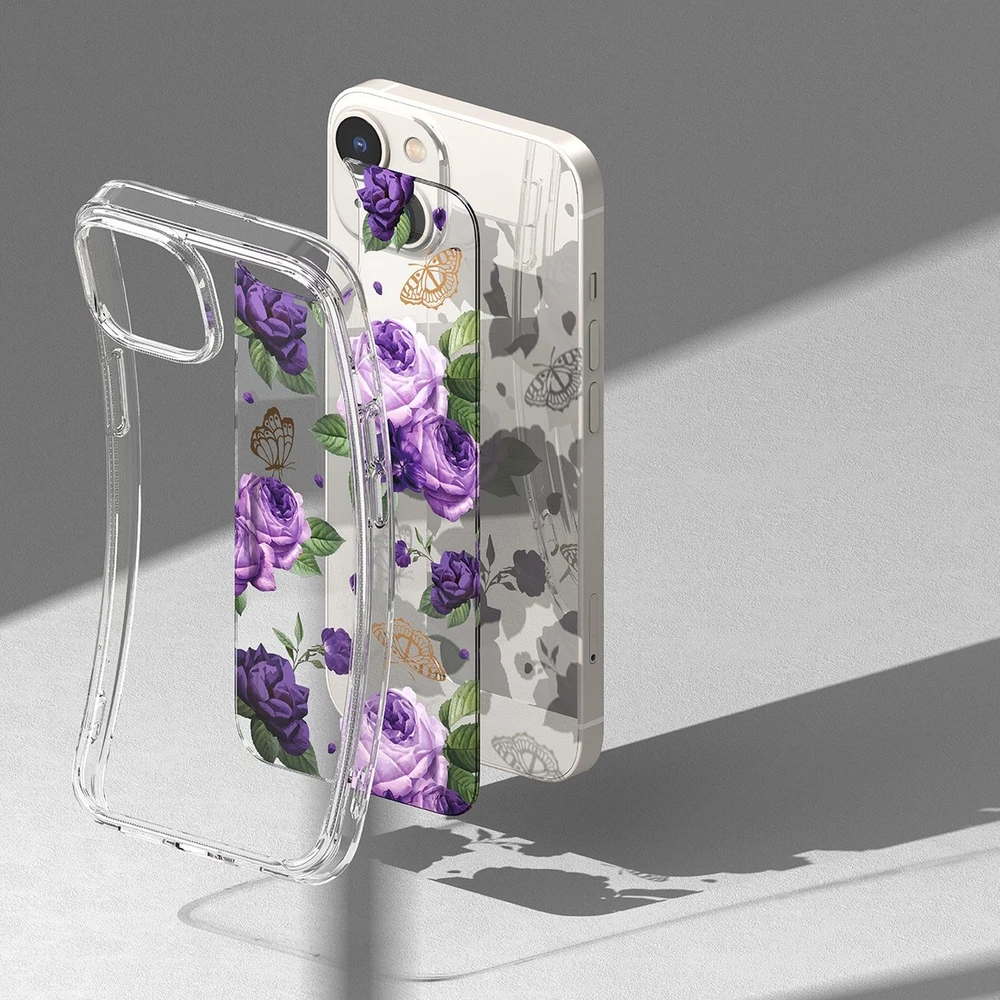 Ringke Fusion Design Armored Gel Frame Apple iPhone 14 Plus dėklas telefonui skaidrus (Violetinė rose) (FD637E29)