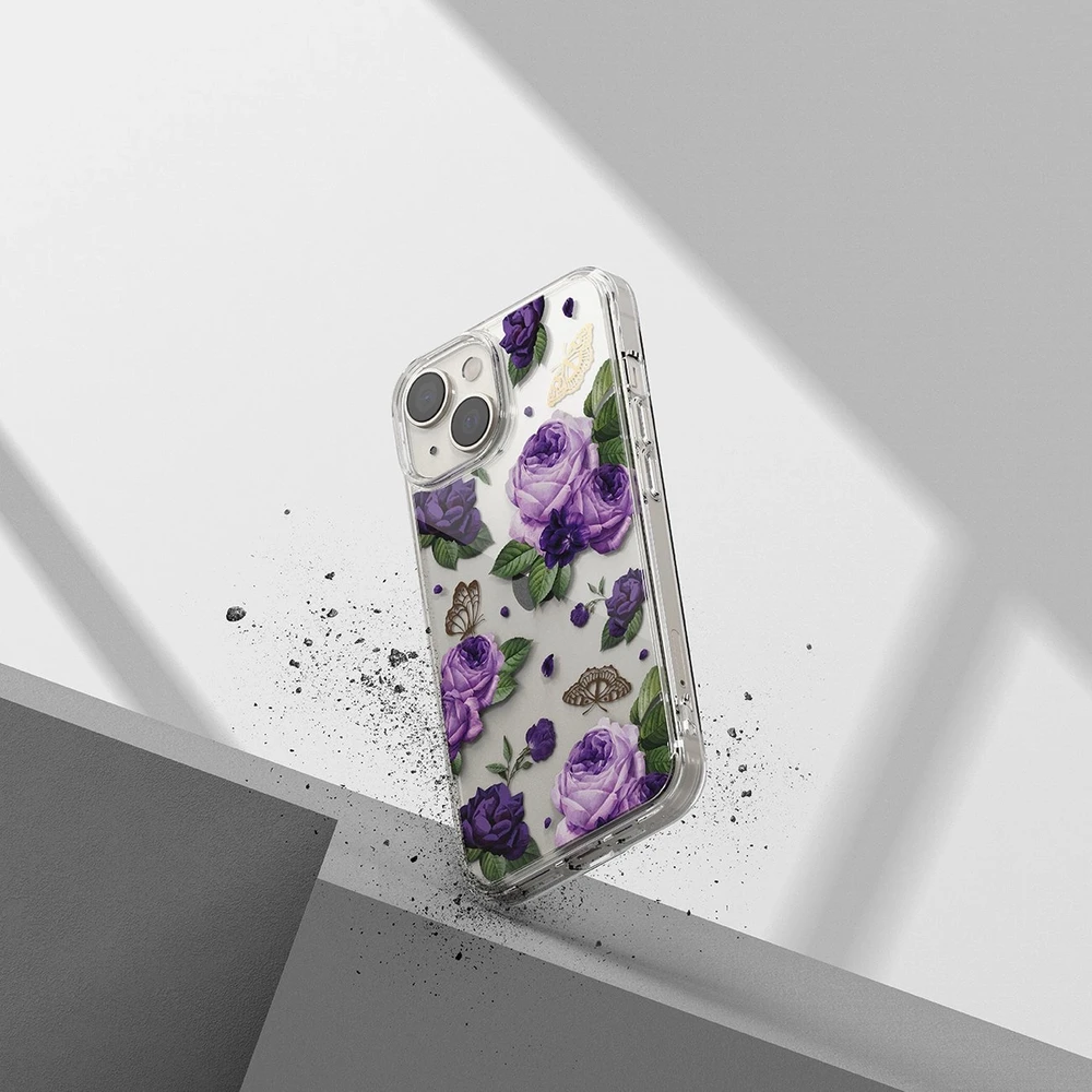 Ringke Fusion Design Armored Gel Frame Apple iPhone 14 Plus dėklas telefonui skaidrus (Violetinė rose) (FD637E29)