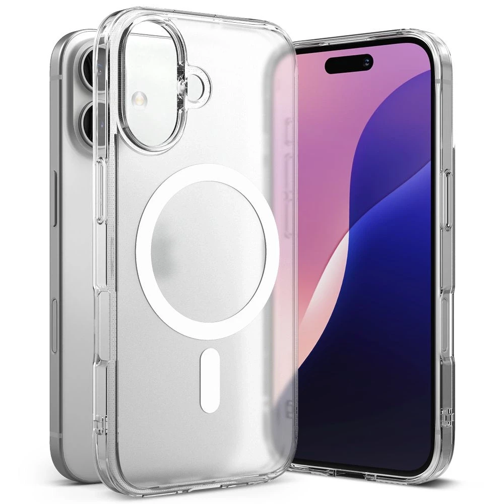 „Ringke Fusion MagSafe“ dėklas, skirtas „Apple iPhone 16“ telefonui – skaidrus matinis