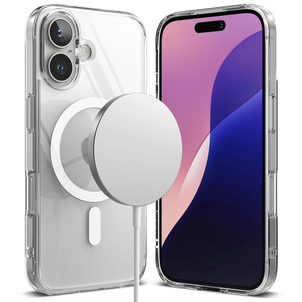 Apple iPhone 16 Ringke Fusion Magnetic MagSafe Clear dėklas telefonui skaidrus
