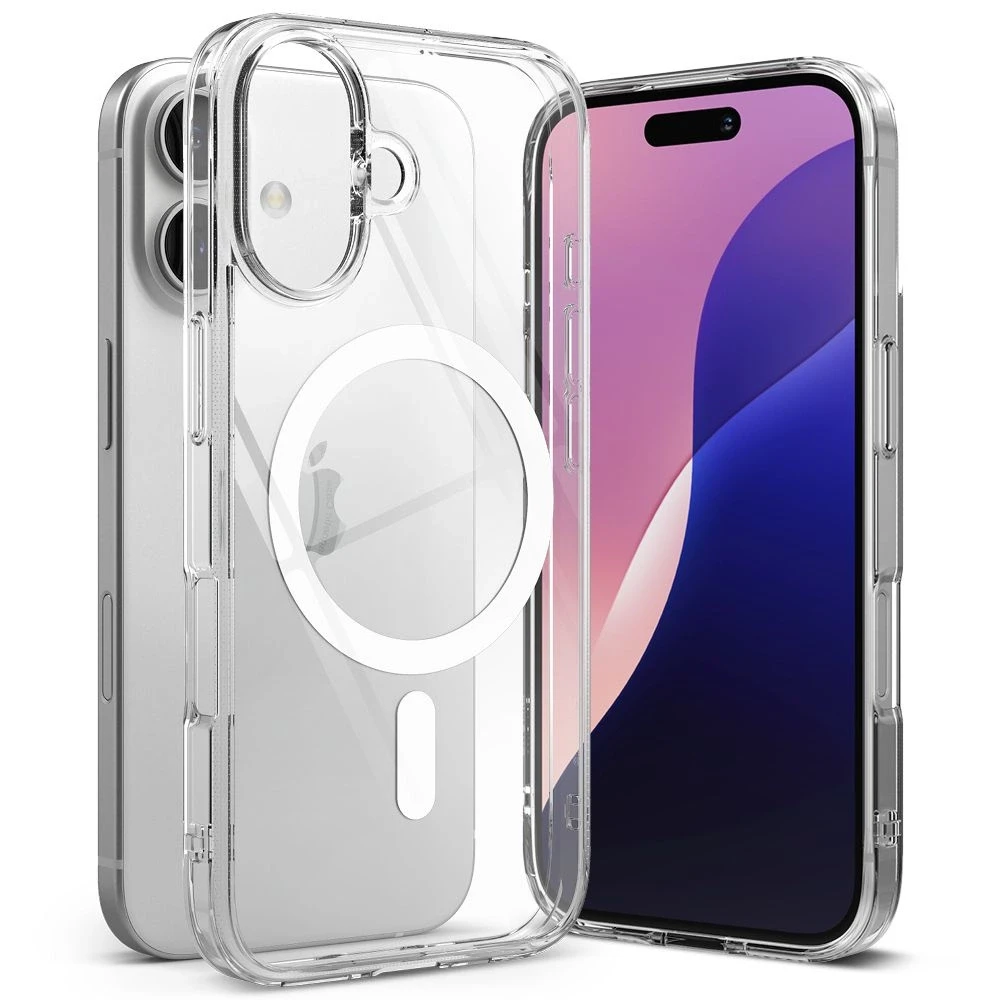Apple iPhone 16 Ringke Fusion Magnetic MagSafe Clear dėklas telefonui skaidrus