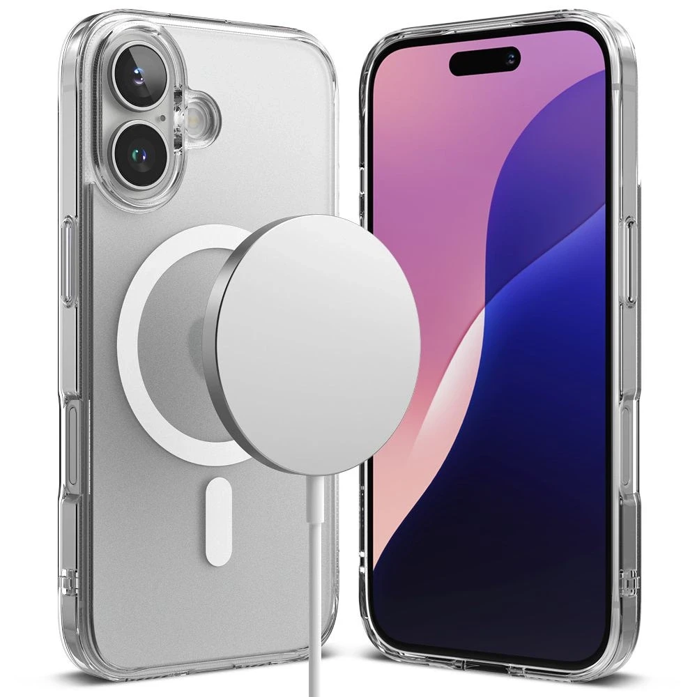 „Ringke Fusion MagSafe“ dėklas, skirtas „Apple iPhone 16“ telefonui – skaidrus matinis