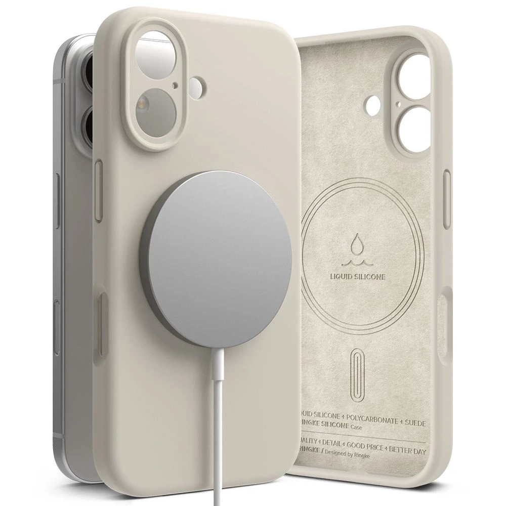Dėklas Ringke Silicone MagSafe Apple iPhone 16 Case - rusvai gelsvas