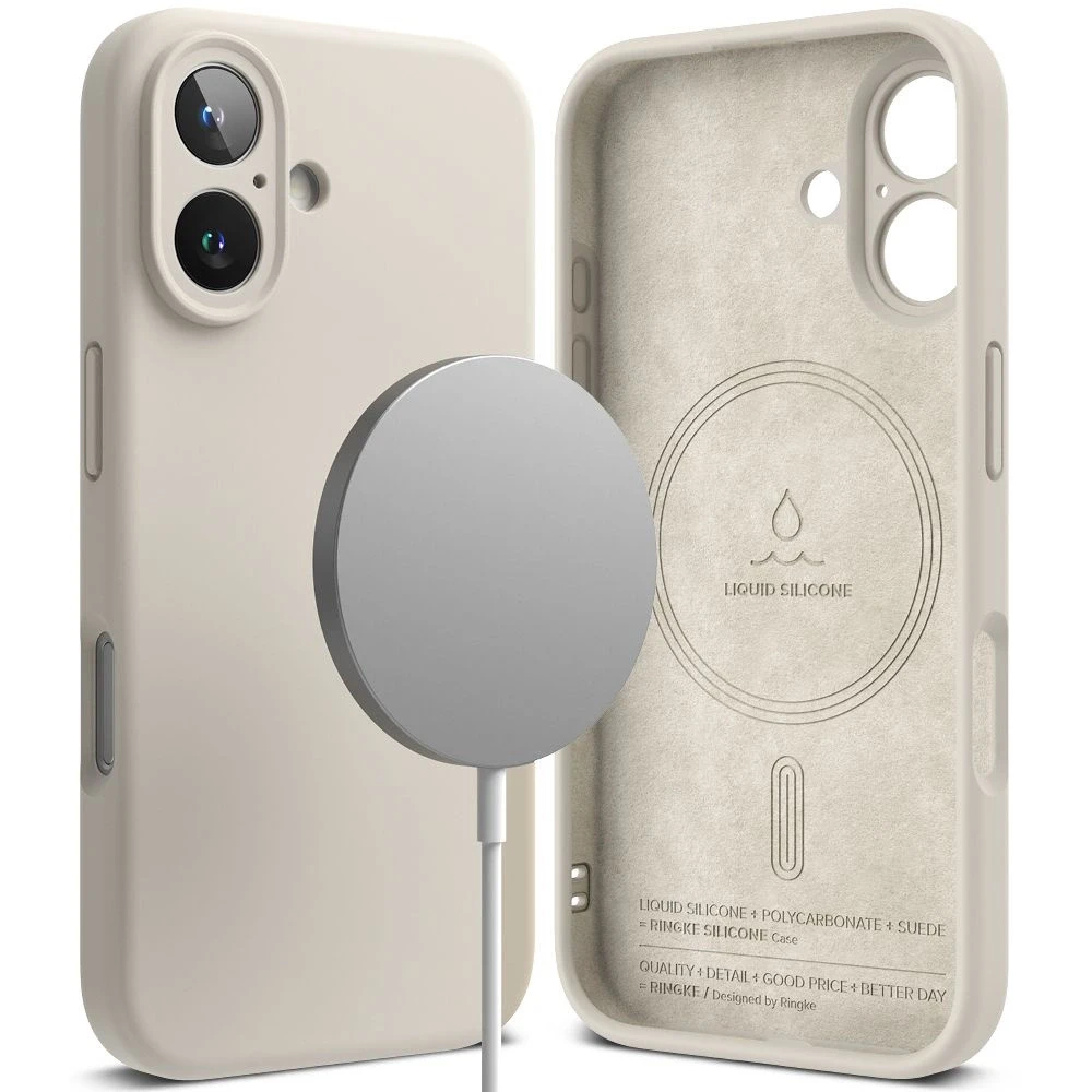 Dėklas Ringke Silicone MagSafe Apple iPhone 16 Case - rusvai gelsvas