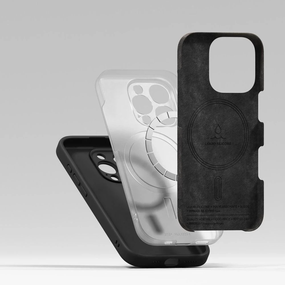Dėklas Apple iPhone 16 Pro Ringke Silikoninis Magnetic MagSafe juodos spalvos