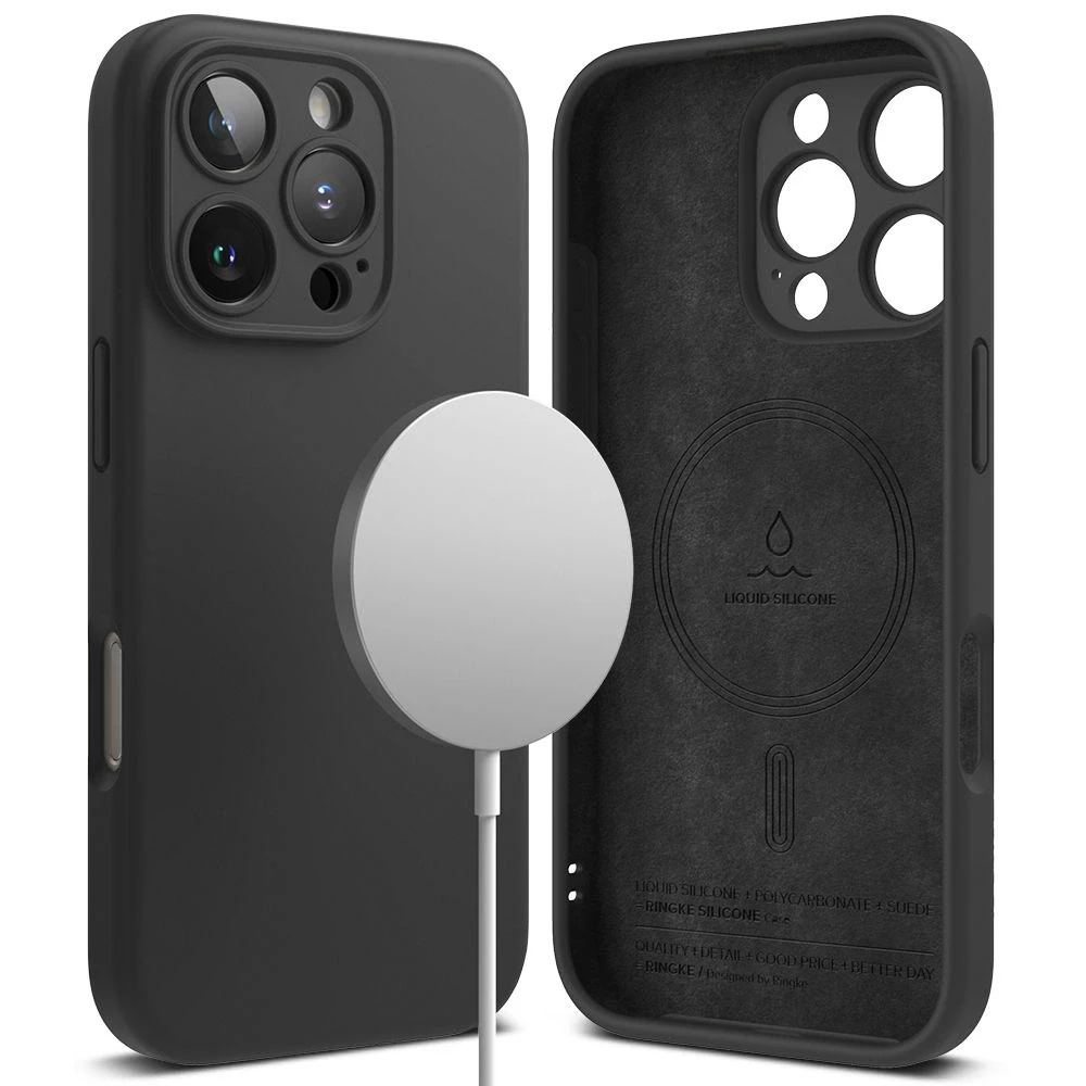 Dėklas Apple iPhone 16 Pro Max Ringke Silikoninis Magnetic MagSafe juodos spalvos