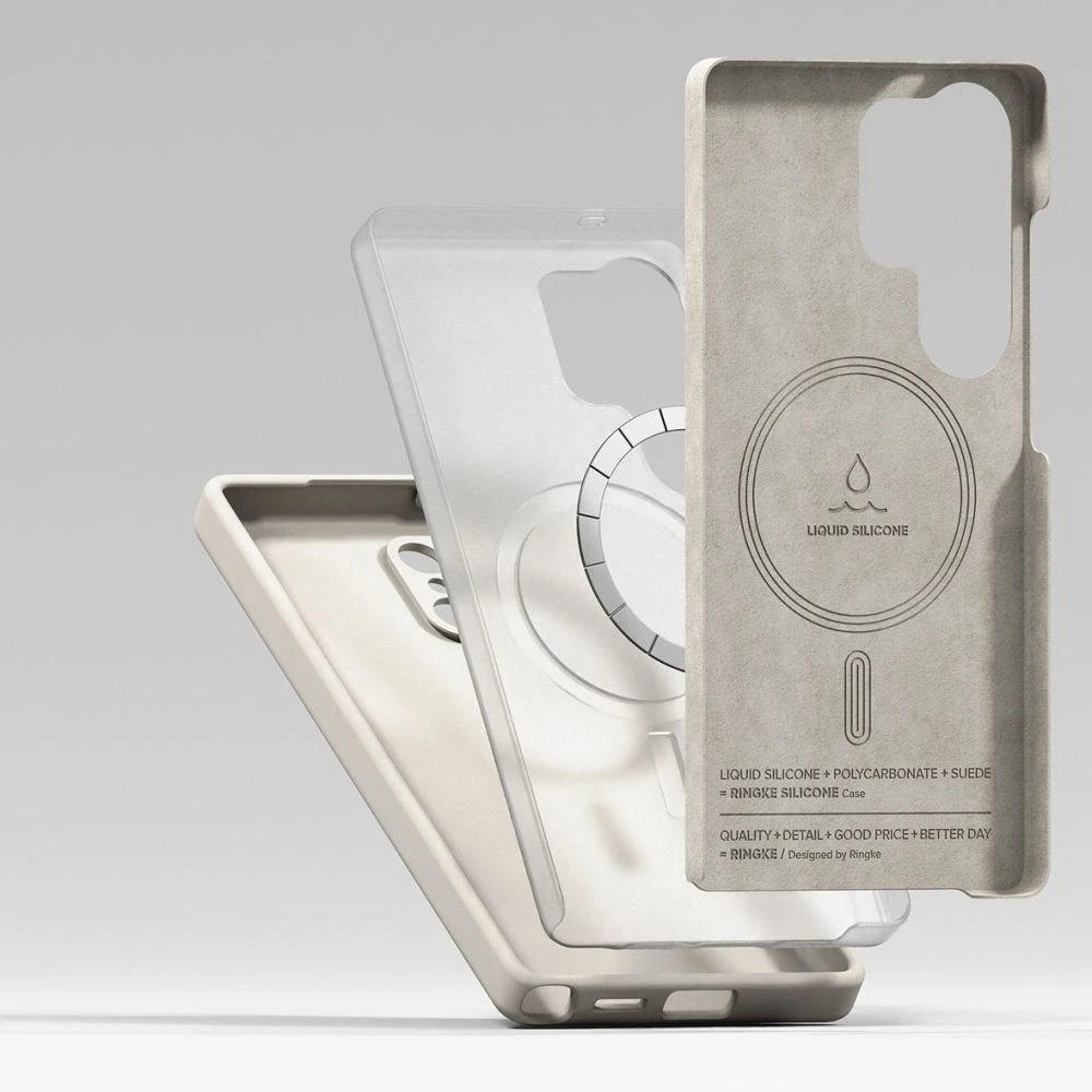 Dėklas Ringke Silicone MagSafe Samsung Galaxy S25 Ultra - rusvai gelsvas