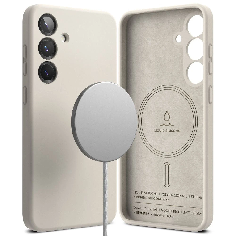 Dėklas Ringke Silicone MagSafe Samsung Galaxy S25 - rusvai gelsvas