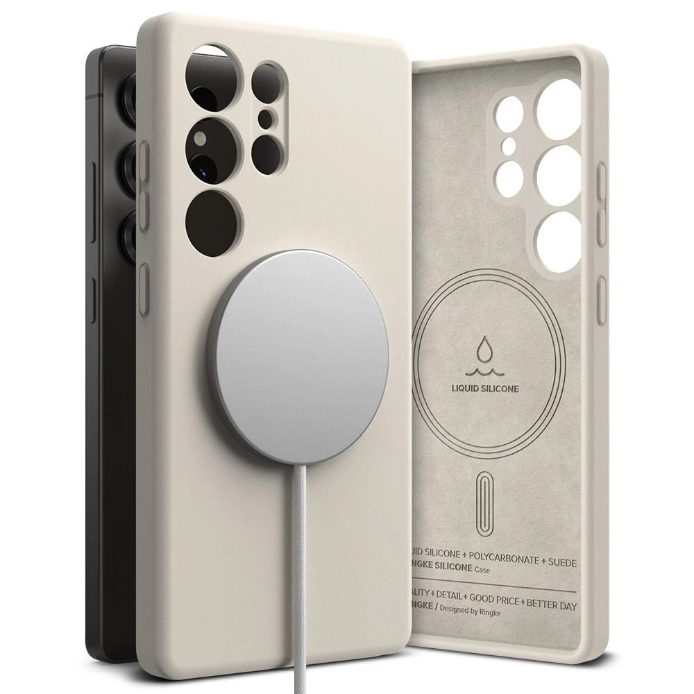 Dėklas Ringke Silicone MagSafe Samsung Galaxy S25 Ultra - rusvai gelsvas