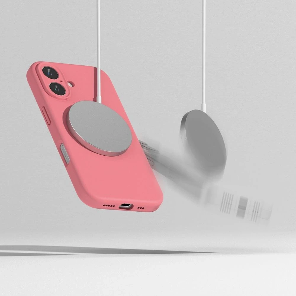 Dėklas Ringke Silicone MagSafe Apple iPhone 16 Case - rožinės spalvos