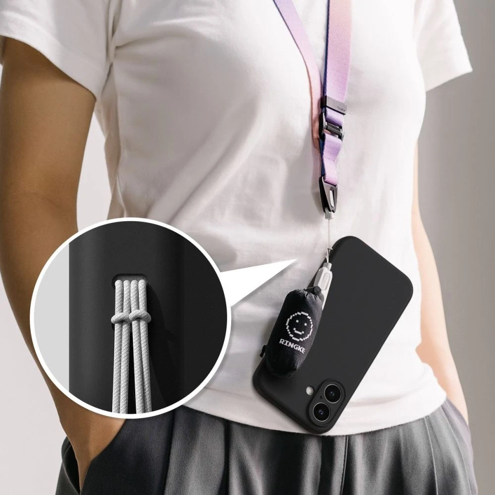 Dėklas Apple iPhone 16 Ringke Silikoninis Magnetic MagSafe juodos spalvos