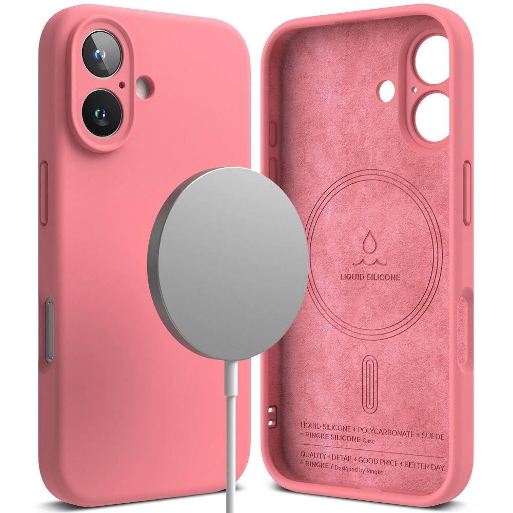 Dėklas Ringke Silicone MagSafe Apple iPhone 16 Case - rožinės spalvos