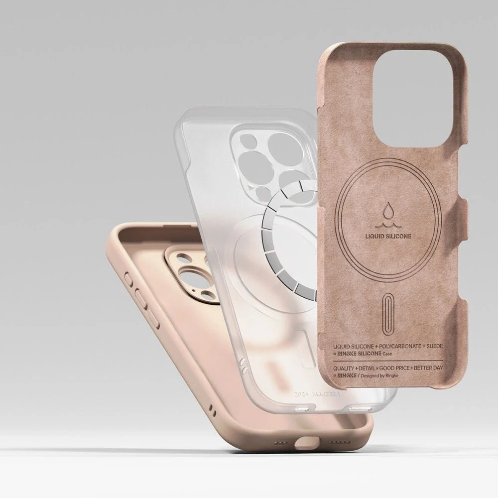 Dėklas Ringke Silicone MagSafe Apple iPhone 16 Pro Max Case - rožinės spalvos