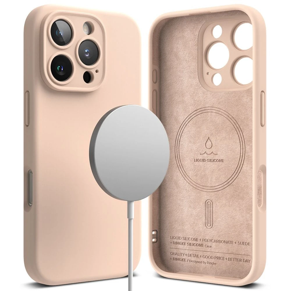 Dėklas Ringke Silicone MagSafe Apple iPhone 16 Pro Max Case - rožinės spalvos