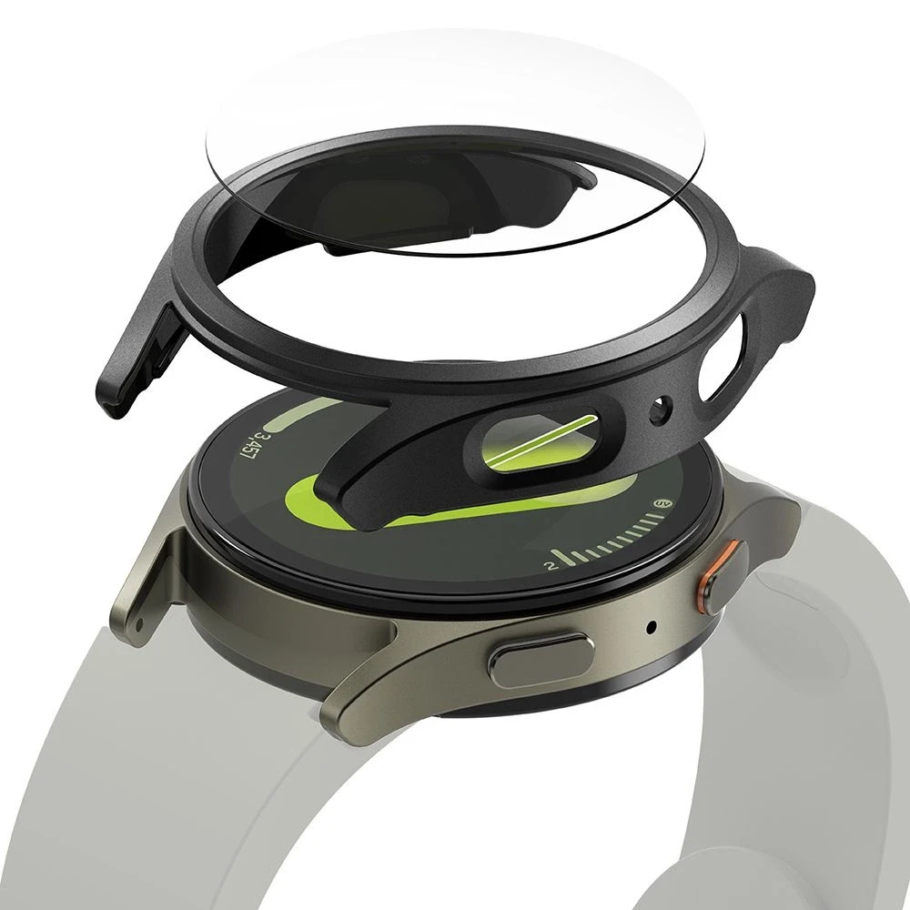 Dėklas + apsauginis stiklas Samsung Galaxy Watch 7 (44 mm) Ringke Slim Titanium juodos spalvos
