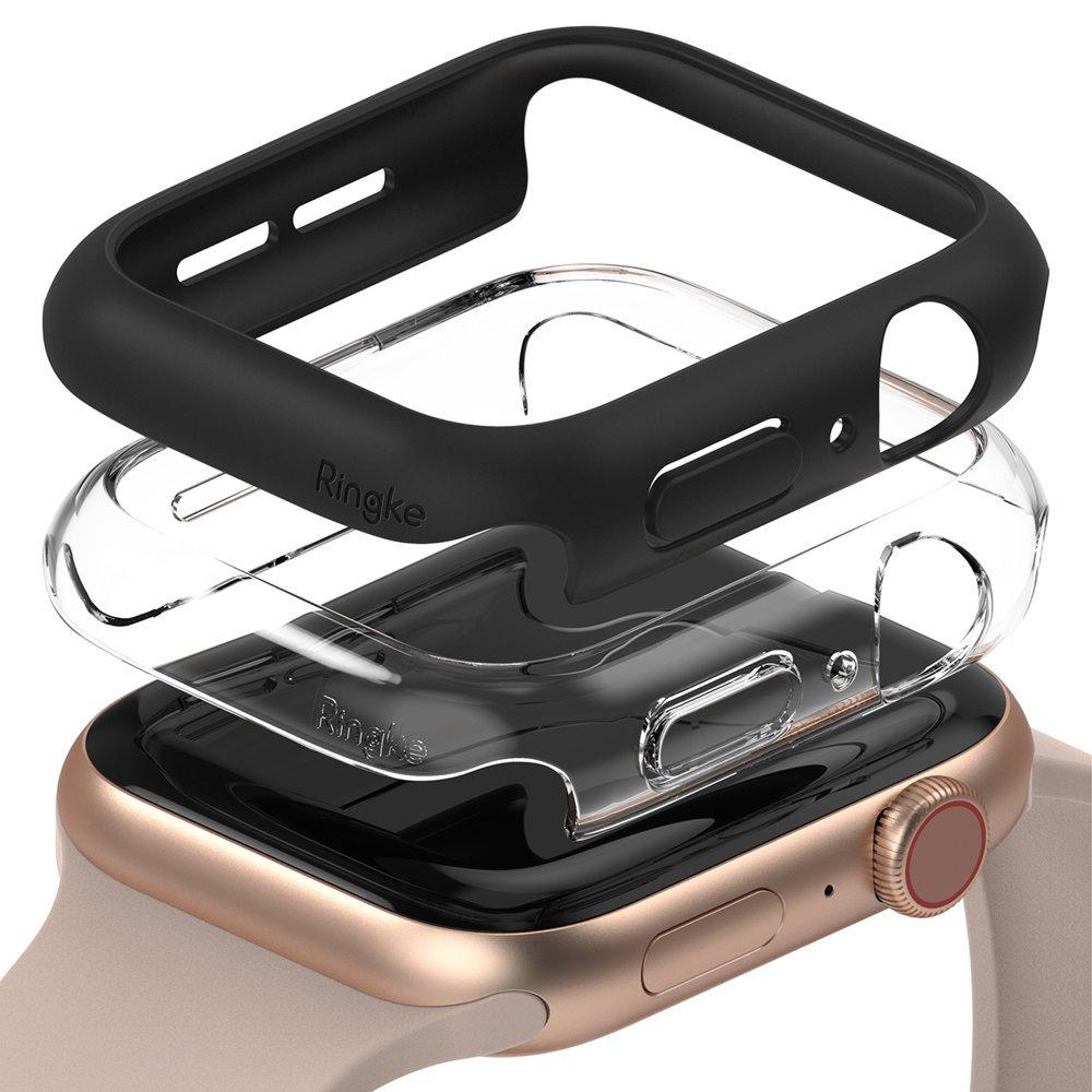 RINGKE SLIM 2-PACK Apple Watch 4 / 5 / 6 / SE 44MM CLEAR stiprintuvas;  JUODA | Varle.lt