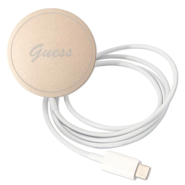 Guess Rinkinys GUBPP14SH4EACSK Dėklas+ Įkroviklis Apple iPhone 14 / 15 / 13 6,1″ juodos spalvos kietas dėklas 4G Print M
