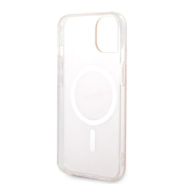 Rinkinys Guess GUBPP14SH4EACSP Case+ Charger iPhone 14 6,1" rožinis/rožinis kietas dėklas 4G Print MagSafe