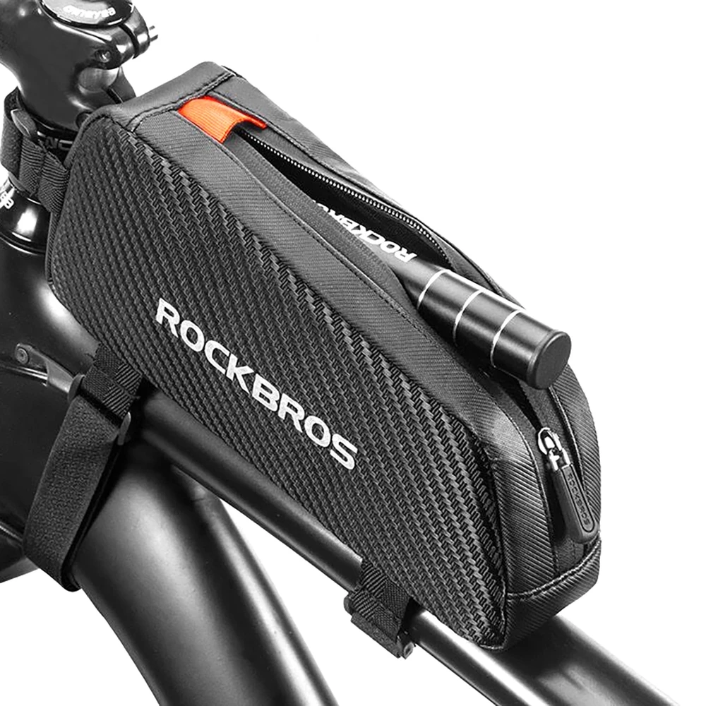 Rockbros 039BK bicycle frame bag 1 l with braid – juodos spalvos