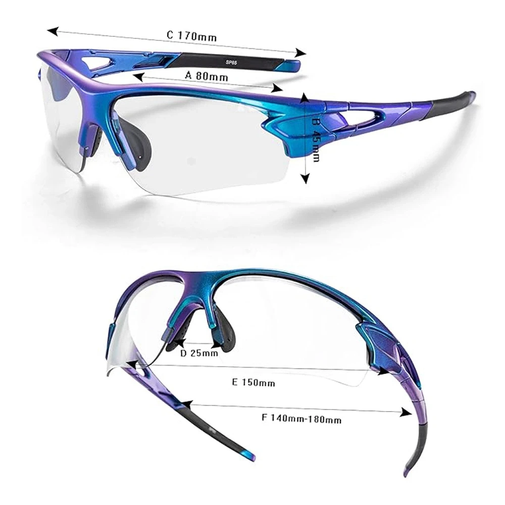 Rockbros 10069 photochromic UV400 dviratininko akiniai – mėlynos spalvos