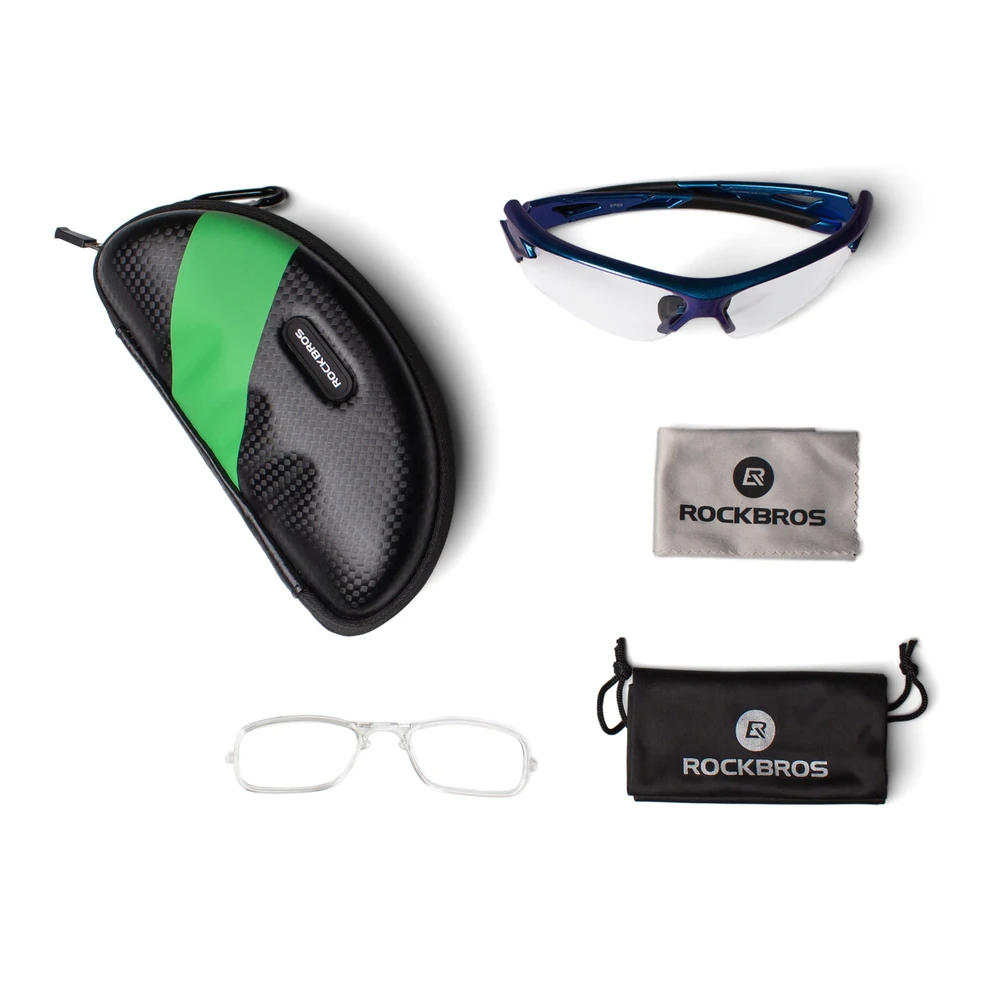 Rockbros 10069 photochromic UV400 dviratininko akiniai – mėlynos spalvos