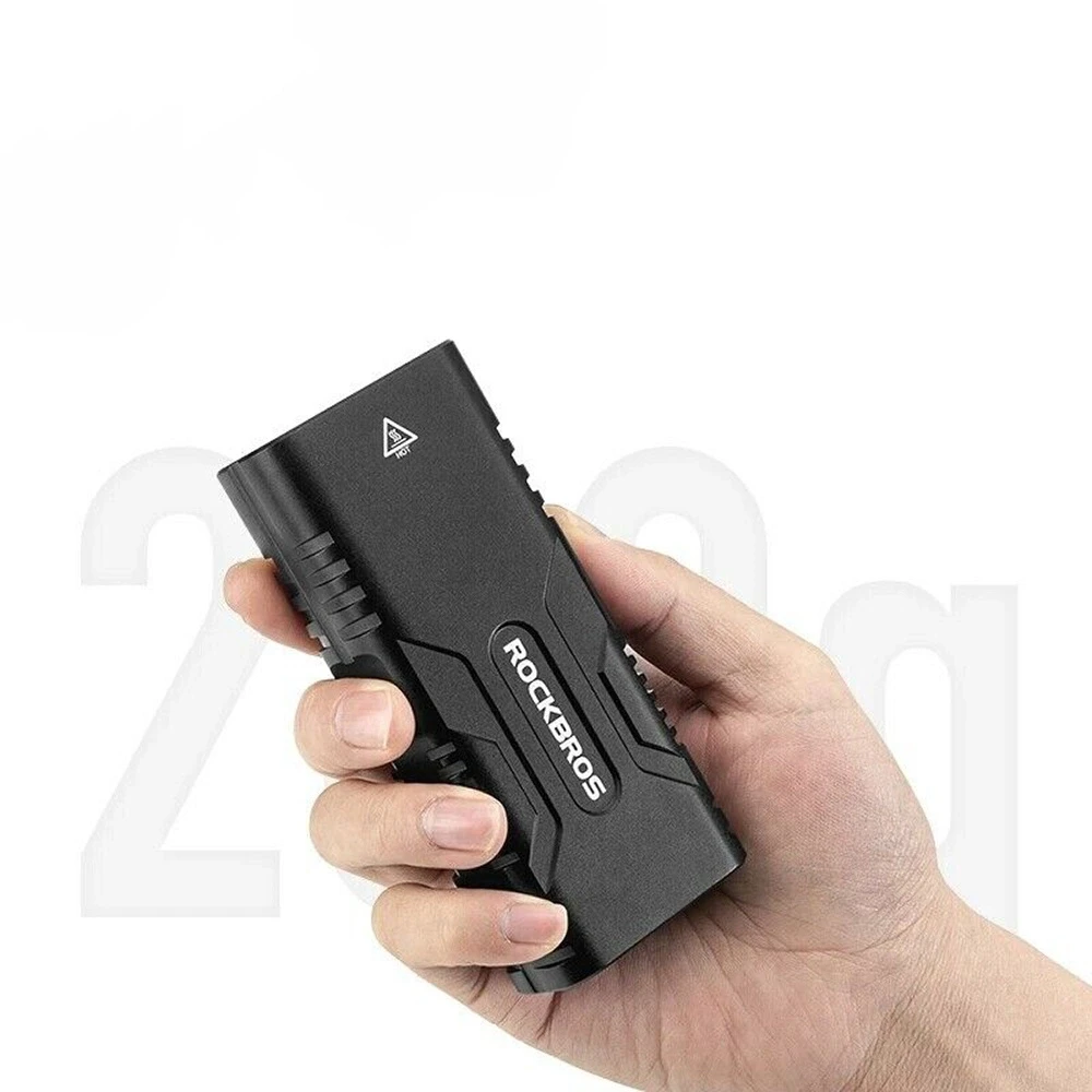 Rockbros 24310002001 dviračio žibintas 850 lm su išorinės baterijos funkcija + USB-C ir USB-A laidas – juodos spalvos