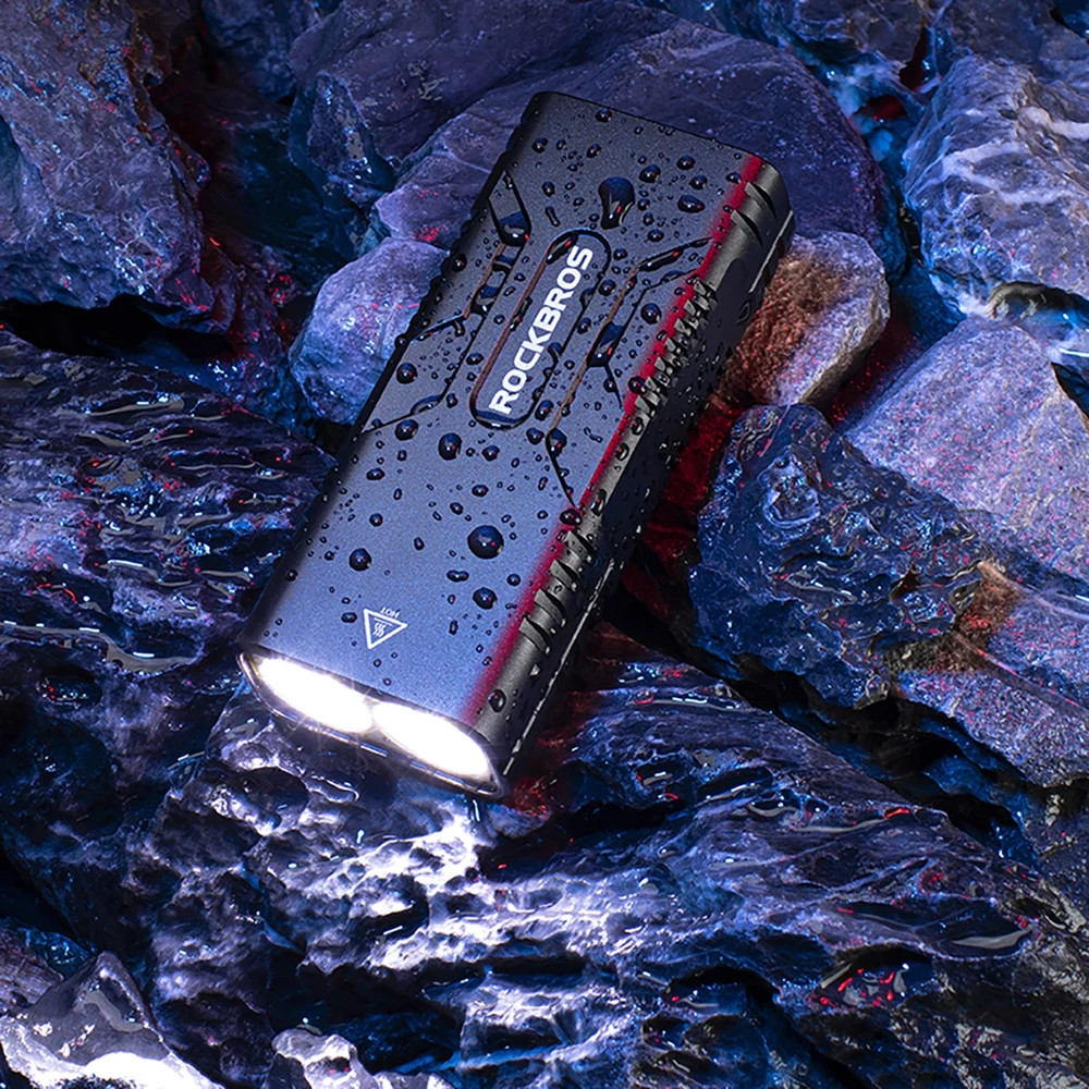 Rockbros 24310002001 dviračio žibintas 850 lm su išorinės baterijos funkcija + USB-C ir USB-A laidas – juodos spalvos