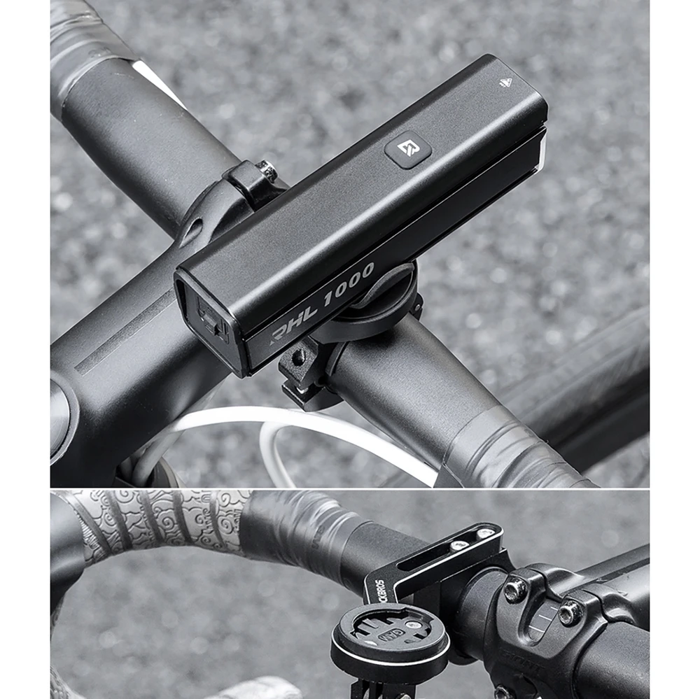 Rockbros 24610002001 priekinis dviračio žibintas 1000 lm + USB-C – USB-A kabelis – juodos spalvos