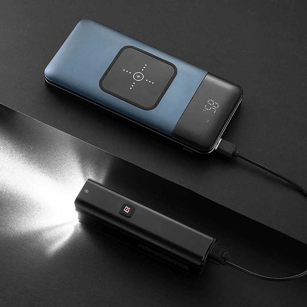 Rockbros 24610002001 priekinis dviračio žibintas 1000 lm + USB-C – USB-A kabelis – juodos spalvos