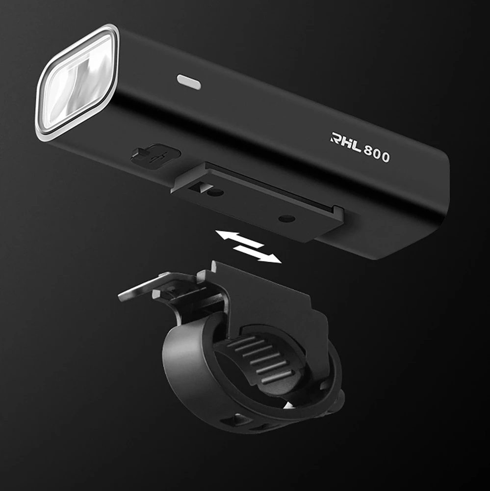 Rockbros 24710012001 priekinis dviračio žibintas 800 lm + USB-C ir USB-A laidas, juodas