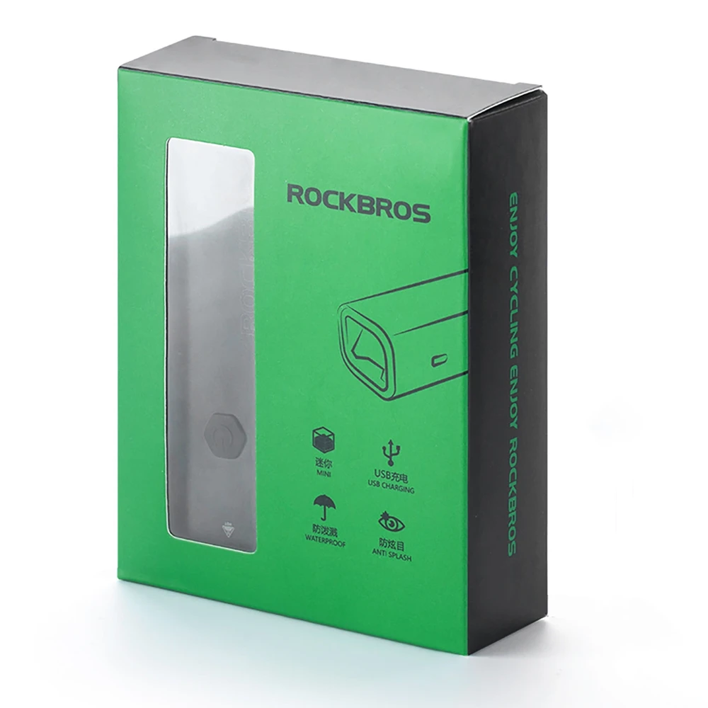 Rockbros 24710012001 priekinis dviračio žibintas 800 lm + USB-C ir USB-A laidas, juodas