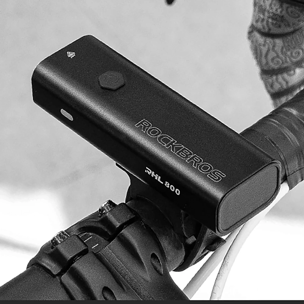 Rockbros 24710012001 priekinis dviračio žibintas 800 lm + USB-C ir USB-A laidas, juodas