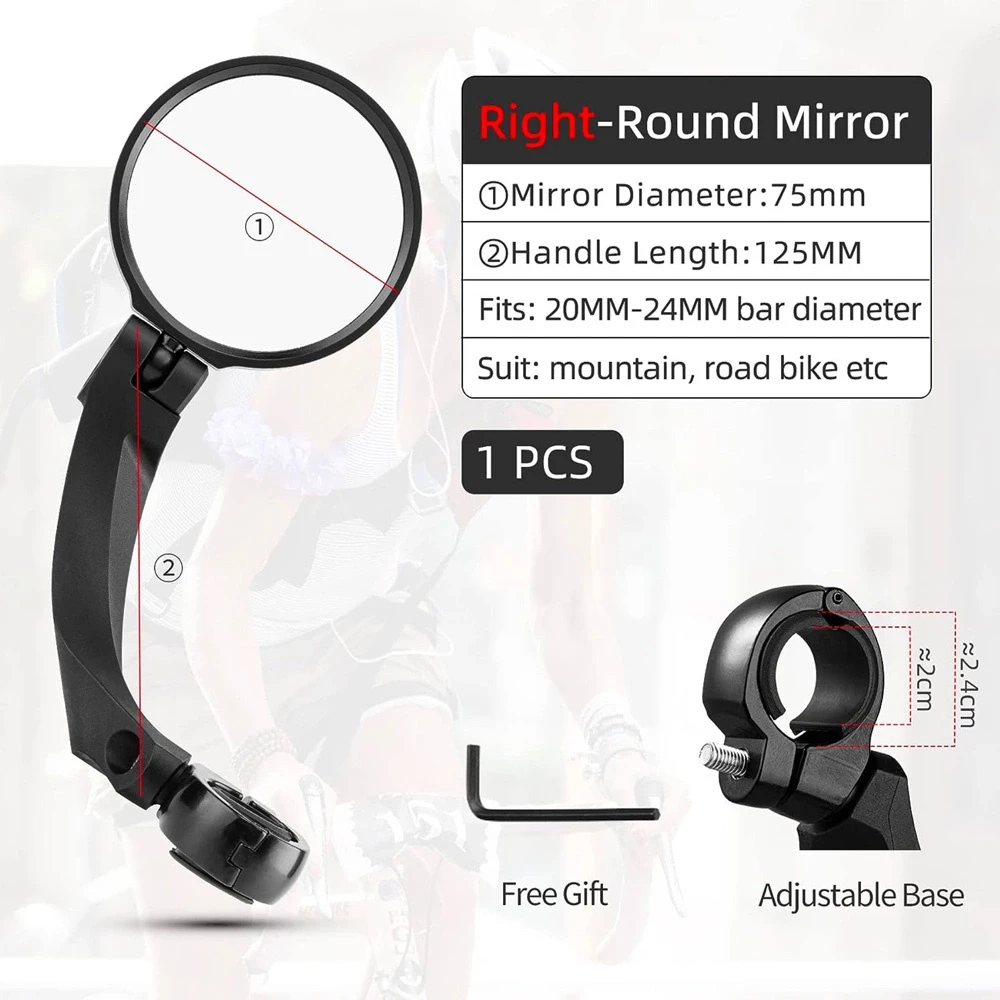 Rockbros 26210001004 bicycle mirror, right, rear – juodos spalvos