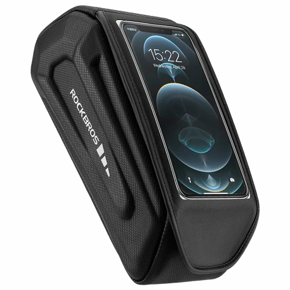Rockbros 30120064001 waterproof frame dviračio krepšys with phone cover – juodos spalvos