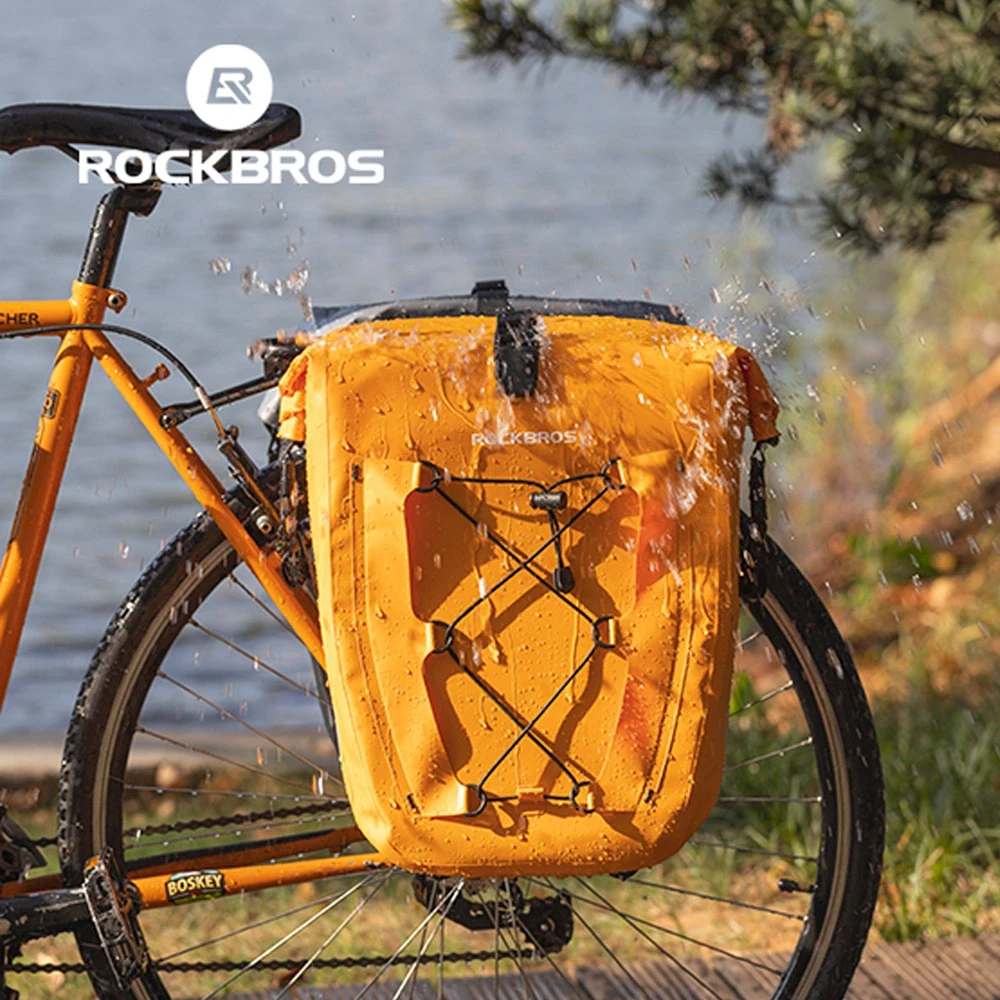 Rockbros 30140022003 atsparus avandeniui krepšys dviračiui for trunk – oranžinės spalvos