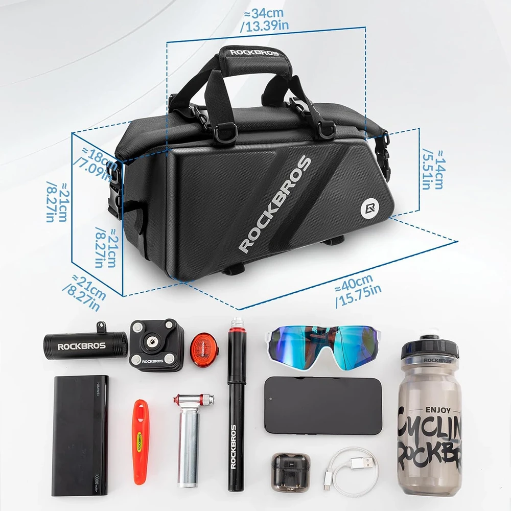 Rockbros 30140090001 krepšys dviračiui for trunk 11.6l – juodos spalvos