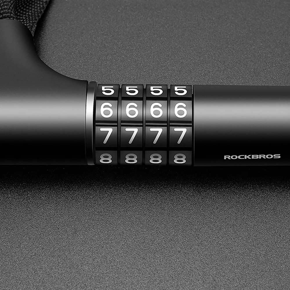 „Rockbros 3230002001“ dviračio spyna su kombinacija ir raktu – juodos spalvos