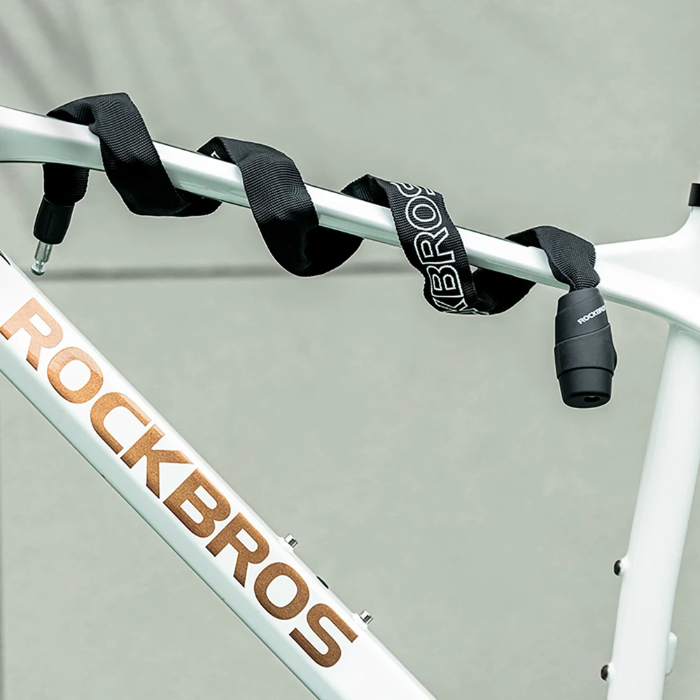 „Rockbros 3230002001“ dviračio spyna su kombinacija ir raktu – juodos spalvos