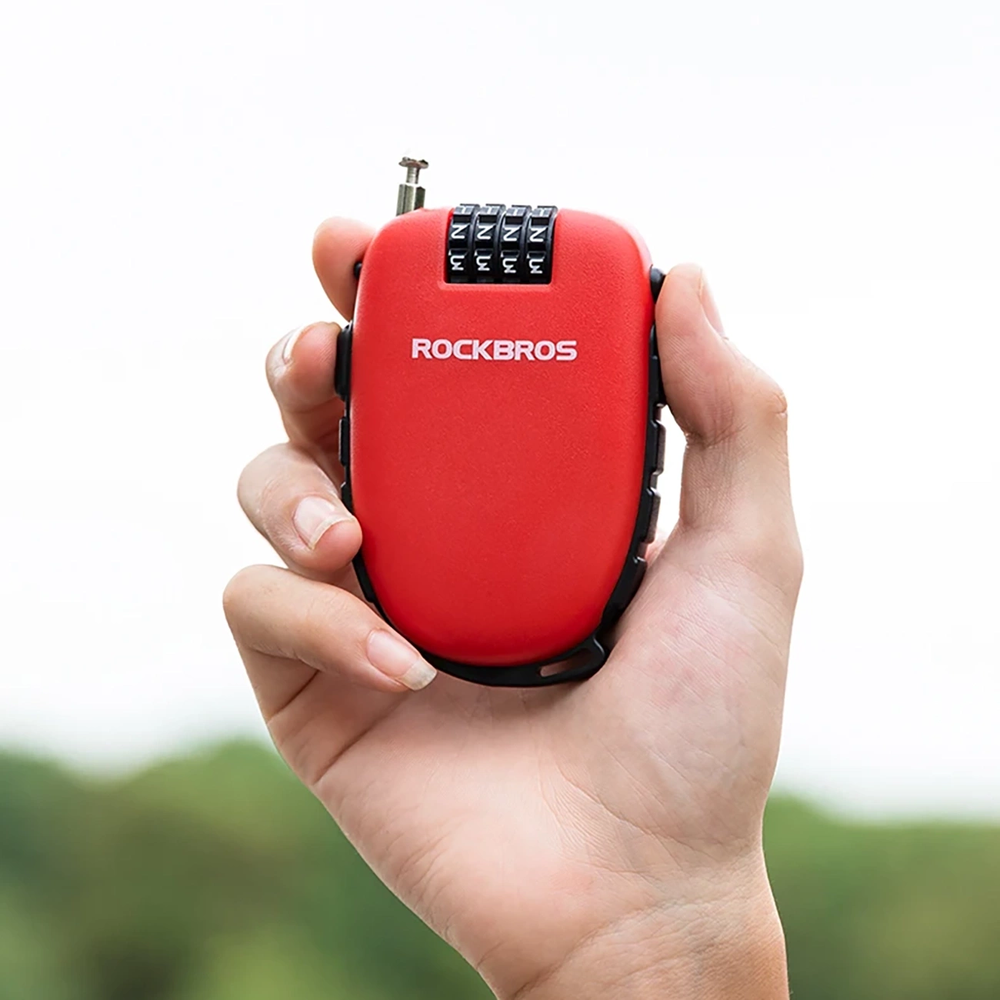 Rockbros 32420981001 bicycle lock with retractable cable – red