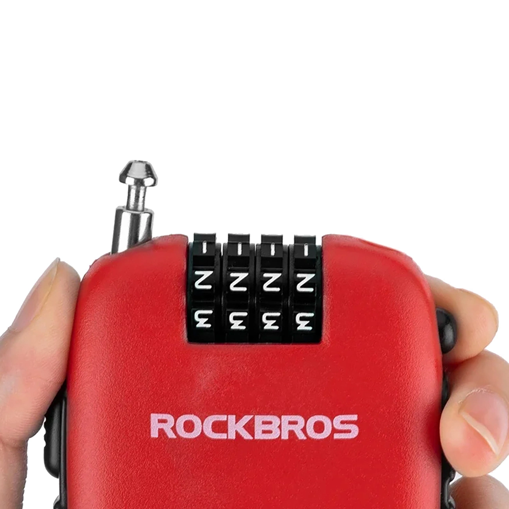 Rockbros 32420981001 bicycle lock with retractable cable – red