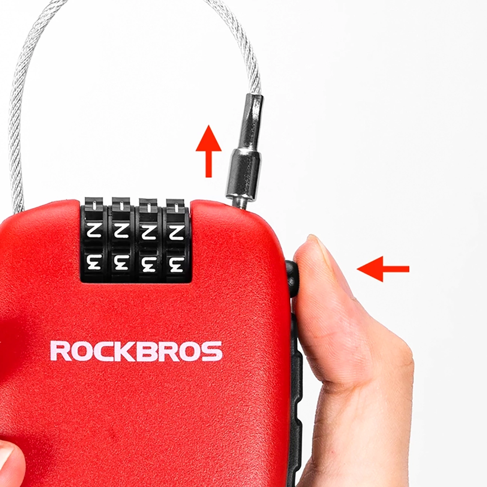 Rockbros 32420981001 bicycle lock with retractable cable – red