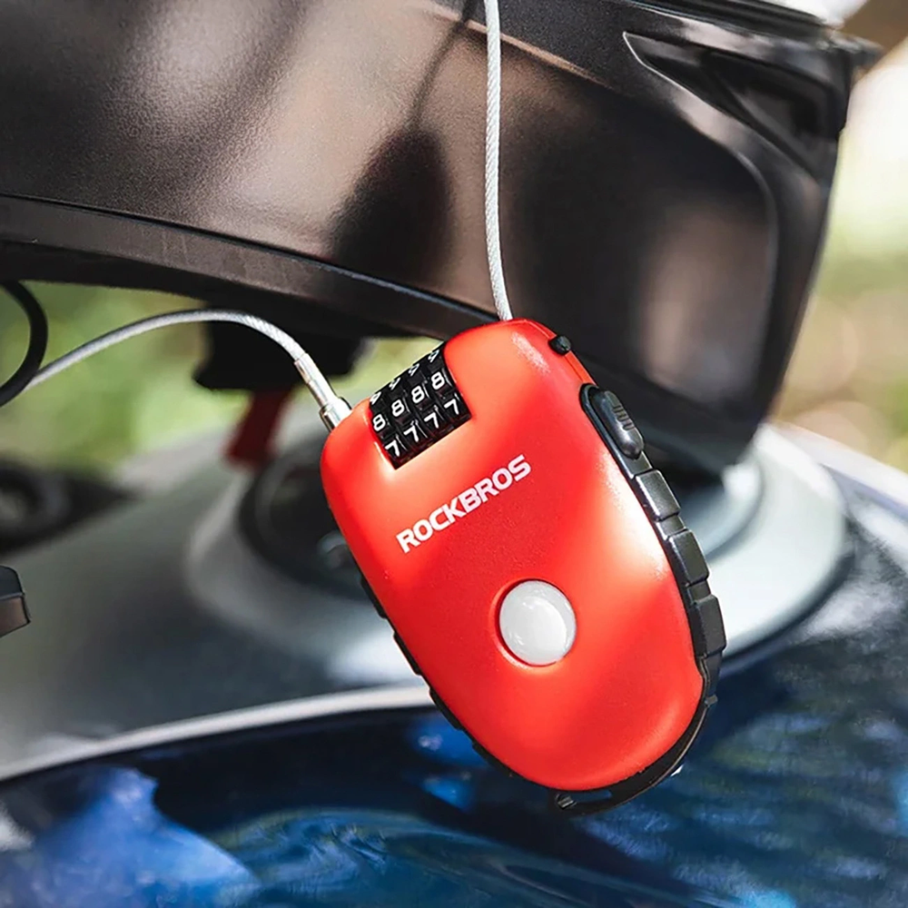 Rockbros 32420981001 bicycle lock with retractable cable – red
