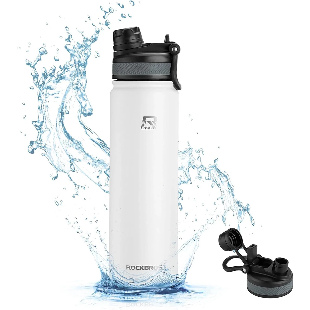 Rockbros 35210029006 terminis dviračio butelis gėrimams 650 ml – baltas
