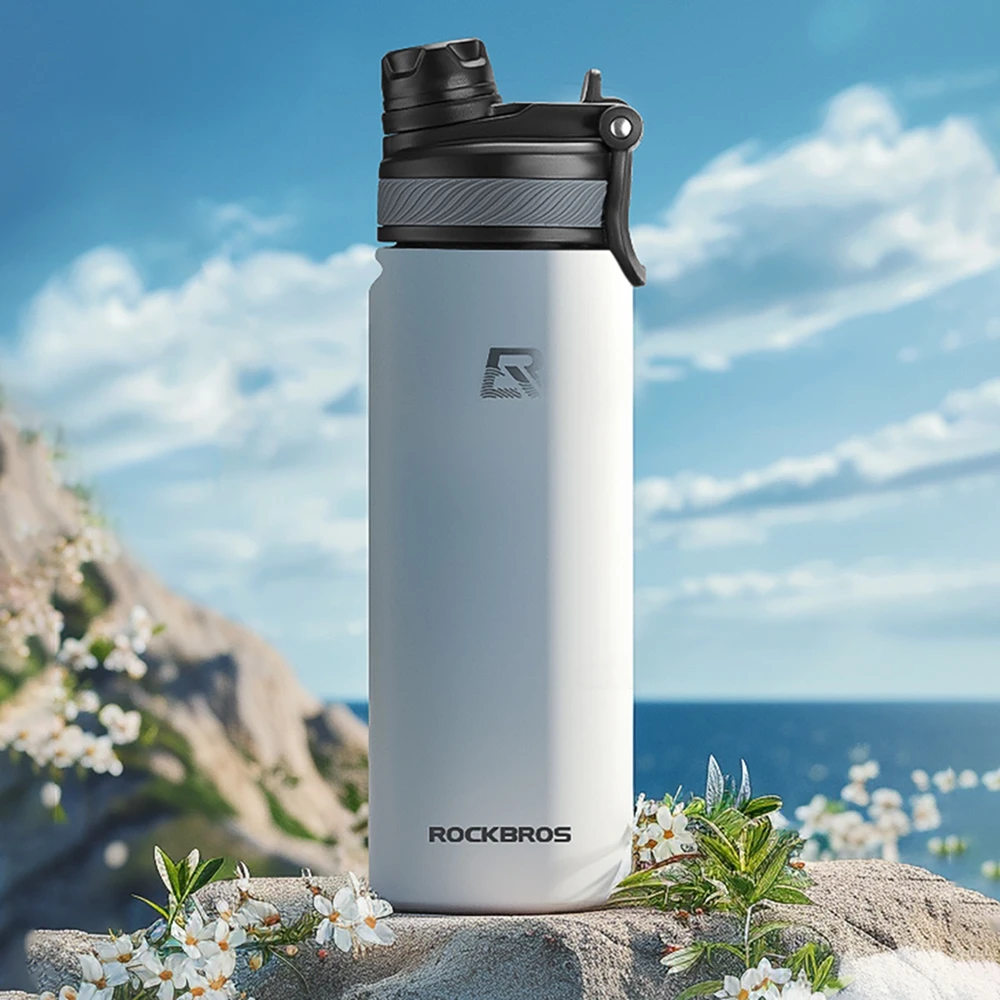 Rockbros 35210029006 terminis dviračio butelis gėrimams 650 ml – baltas