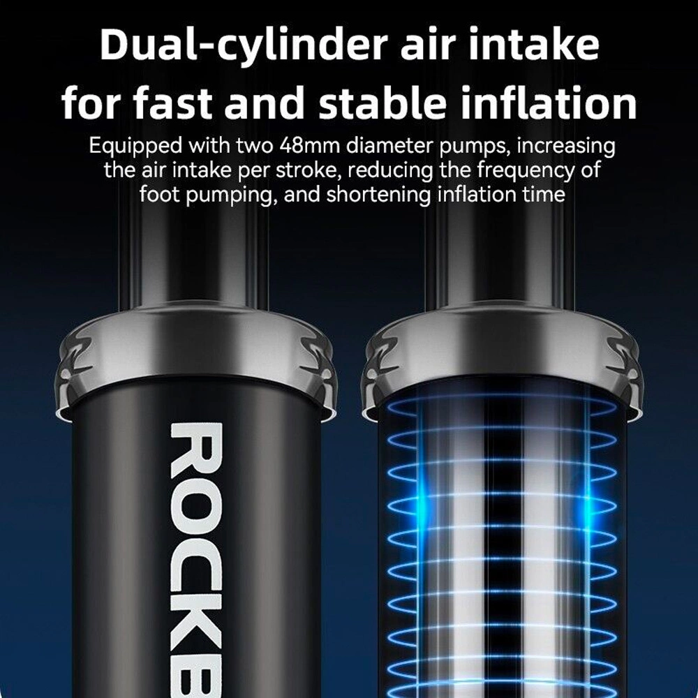 Rockbros 42430001001 foot pompa with display - juodos spalvos