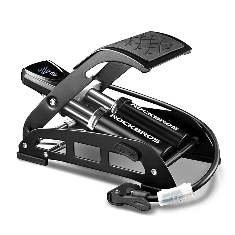 Rockbros 42430001001 foot pompa with display - juodos spalvos